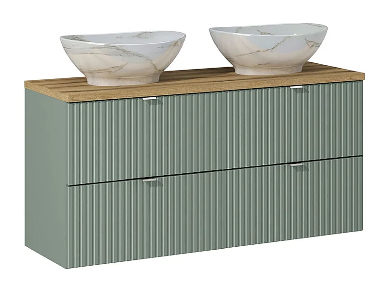 Meuble double vasque 120cm 4 tiroirs Jade Vert et Bois