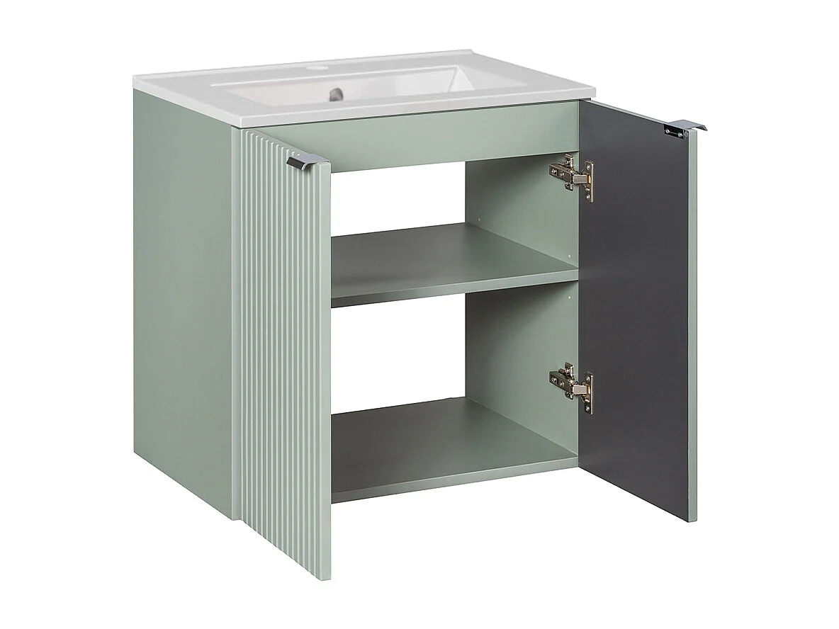 Enkelt håndvask 60 cm med 2 låger Jade Green