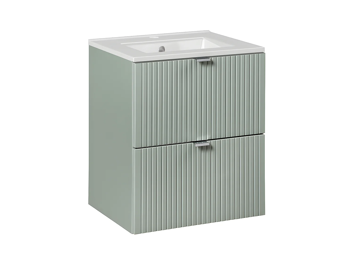 Meuble simple vasque encastrée 50cm 2 tiroirs Jade Vert