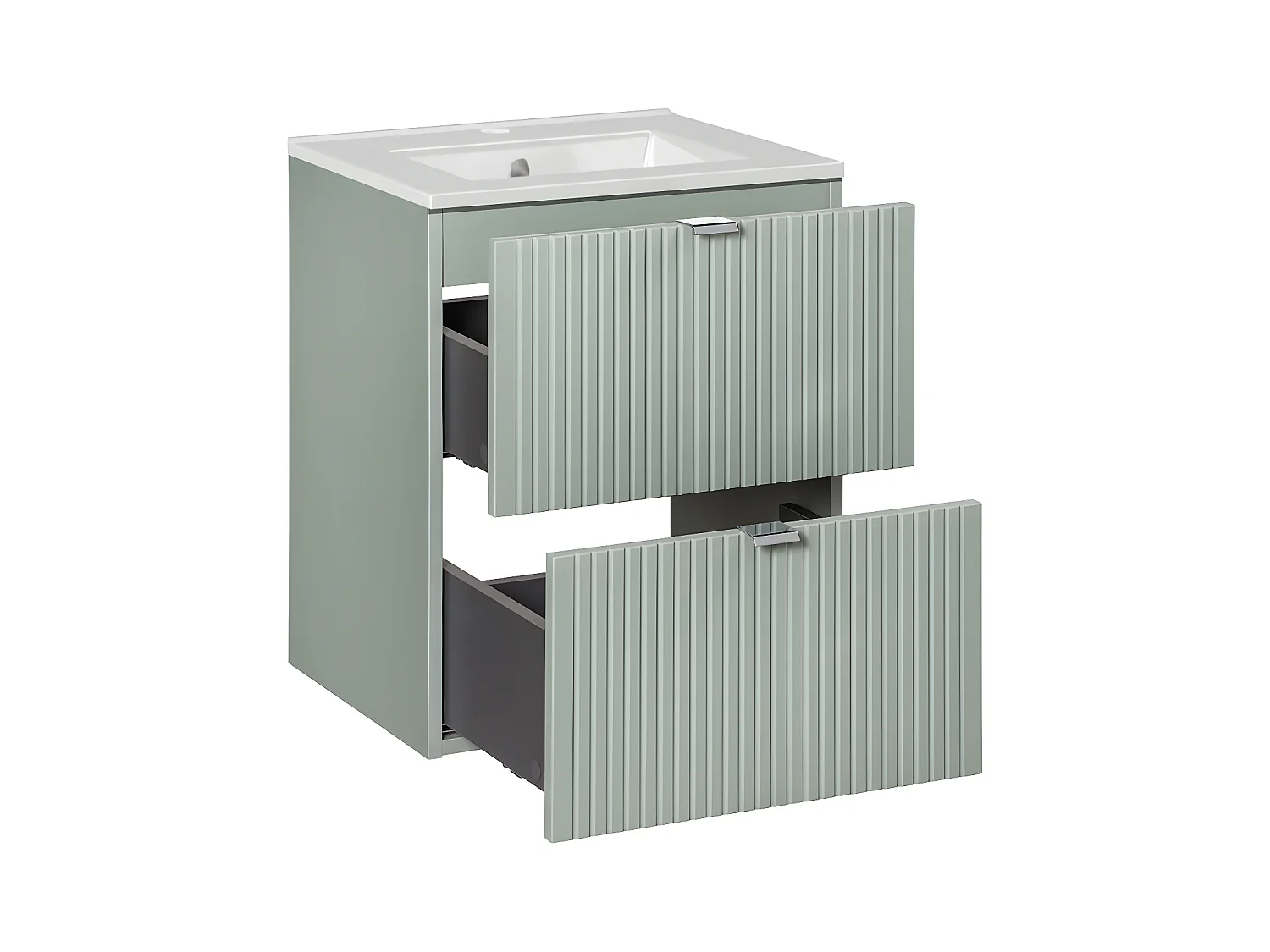 Meuble simple vasque encastrée 50cm 2 tiroirs Jade Vert
