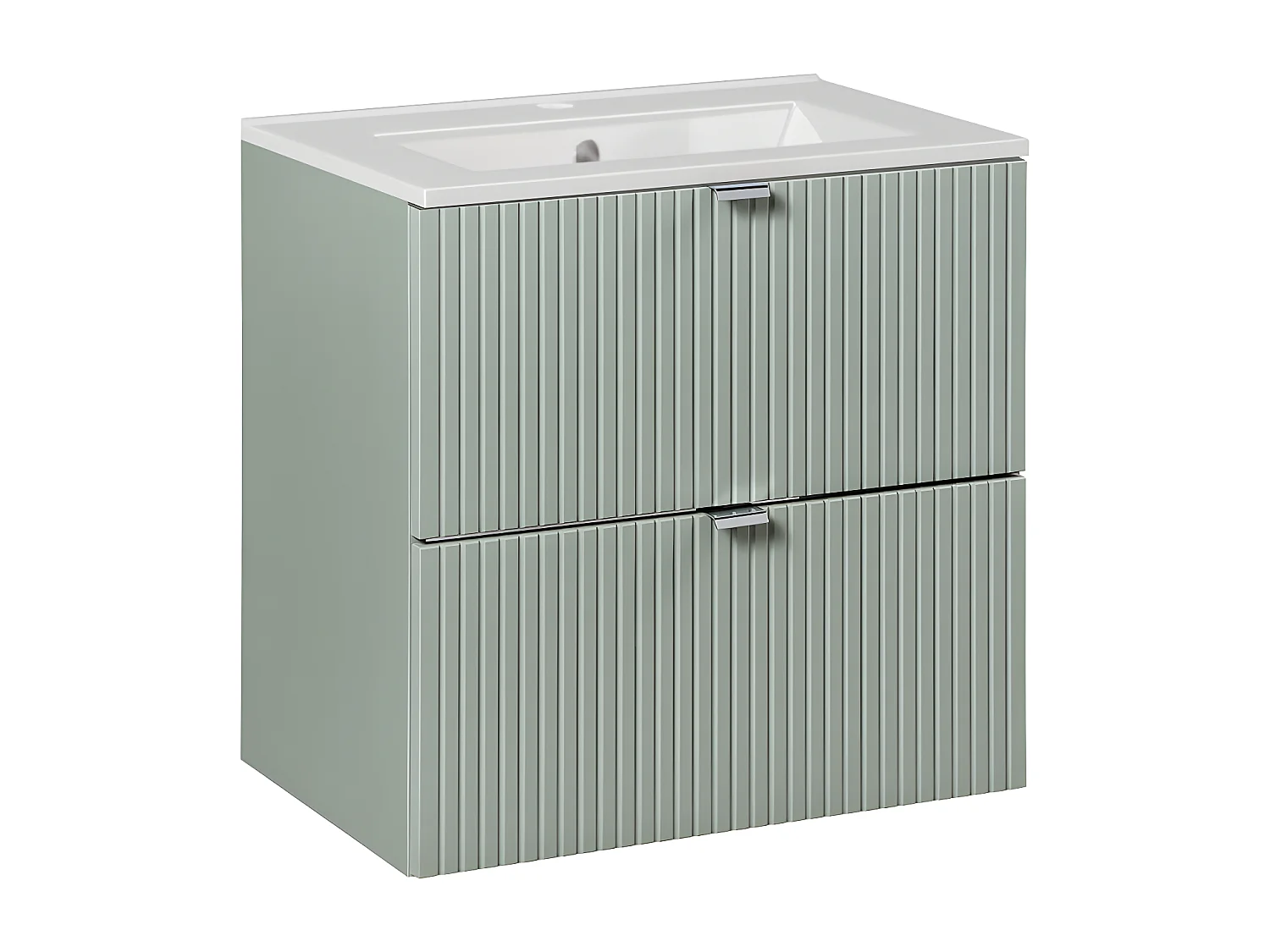 Meuble simple vasque encastrée 60cm 2 tiroirs Jade Vert