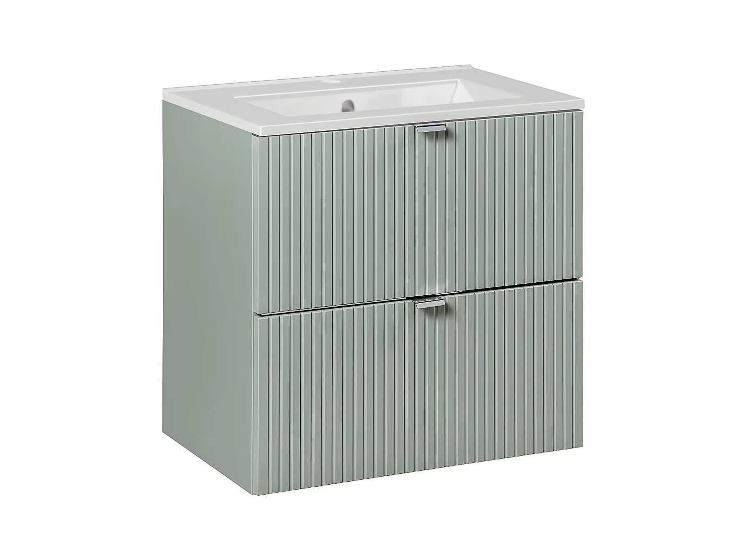 Meuble simple vasque encastrée 60cm 2 tiroirs Jade Vert
