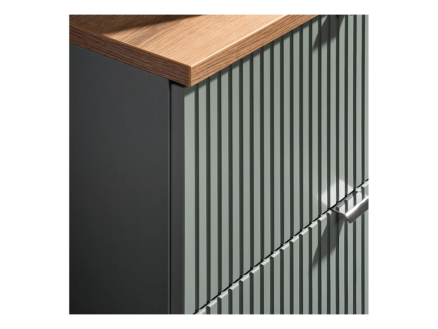 Meuble simple vasque 60cm 2 tiroirs Jade Vert et Bois