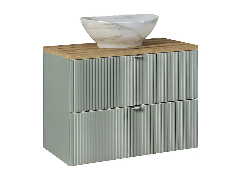 Móvel de lavatório Jade verde e madeira 80cm