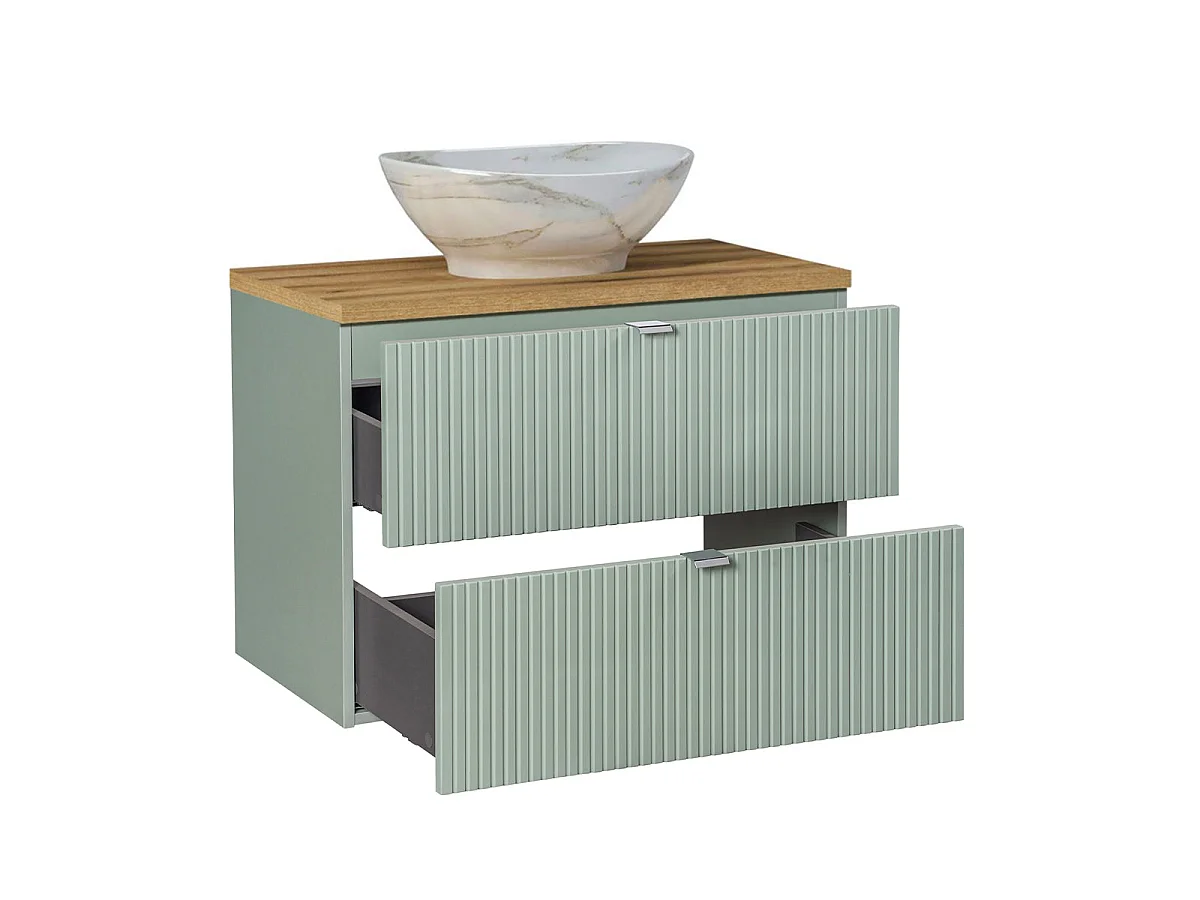 Mueble lavabo individual 80cm 2 cajones Jade Verde y Madera