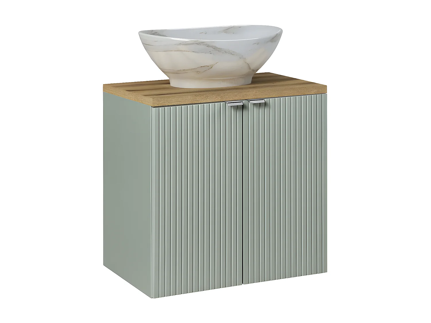 Meuble simple vasque 60cm 2 portes Jade Vert et Bois