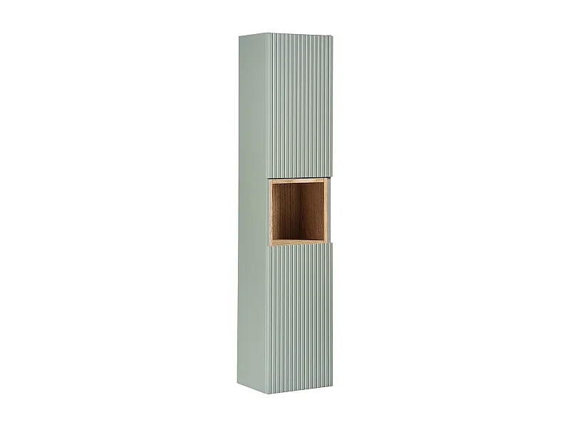 Colonne murale 2 portes 1 niche Jade Vert et Bois