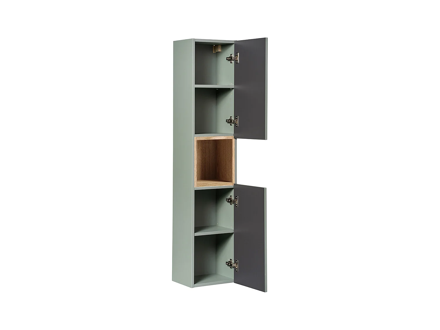 Colonne murale 2 portes 1 niche Jade Vert et Bois