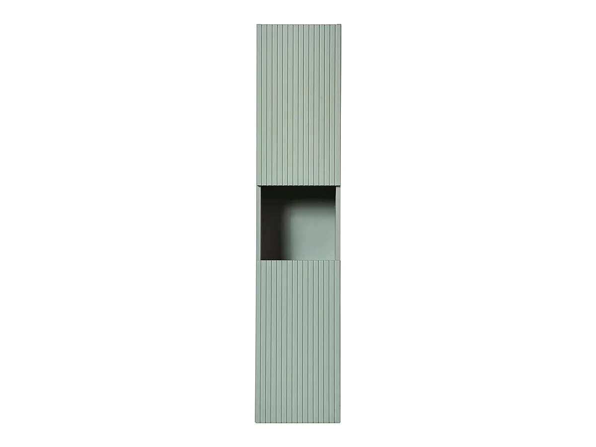 Colonne murale 2 portes 1 niche Jade Vert et Bois