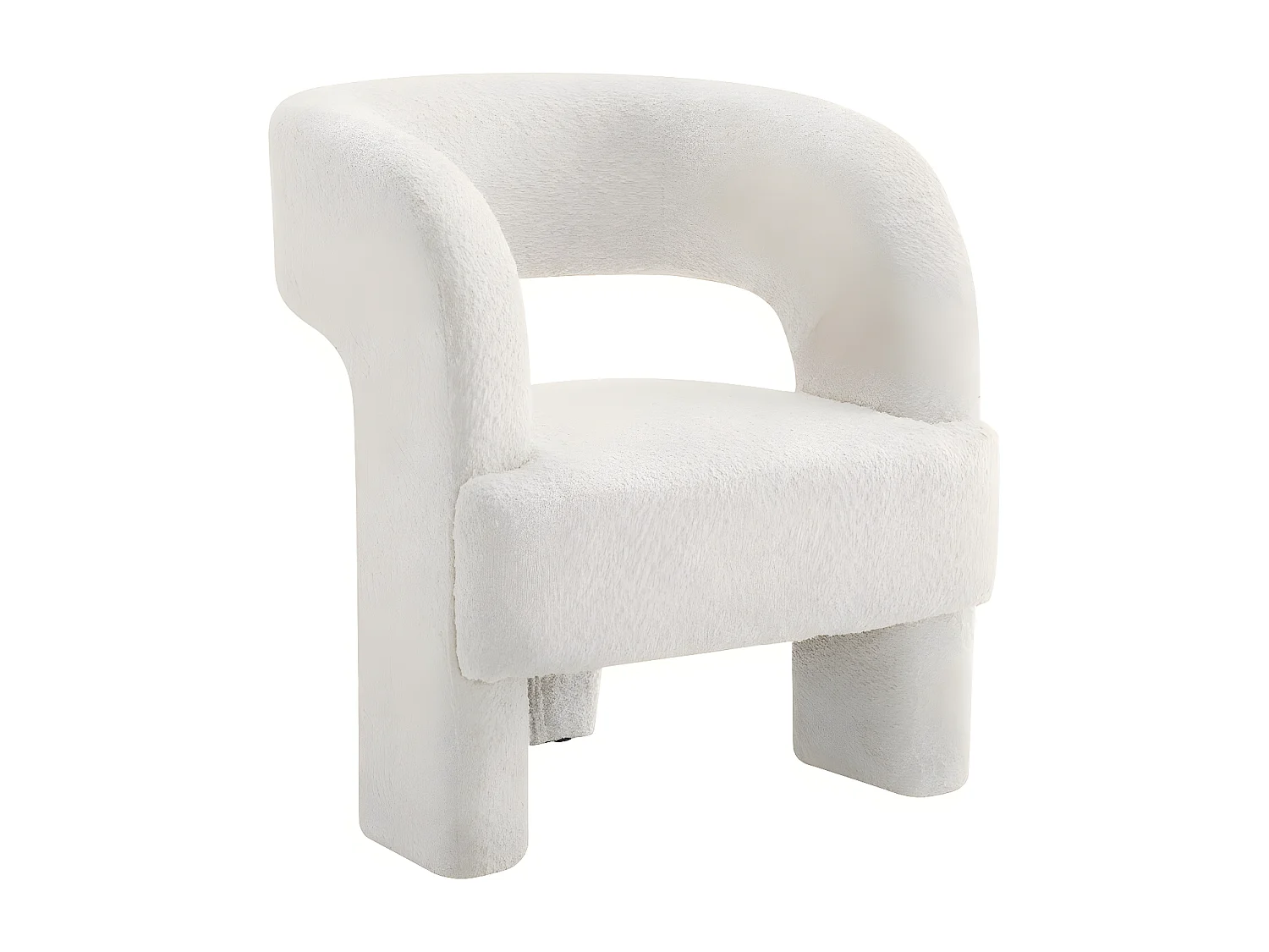 Fauteuil 3 pieds design bouclette "Madison" - Blanc