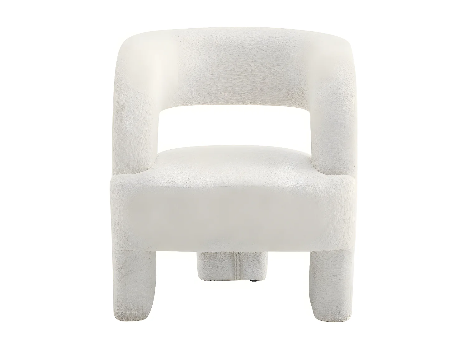 Fauteuil 3 pieds design bouclette "Madison" - Blanc