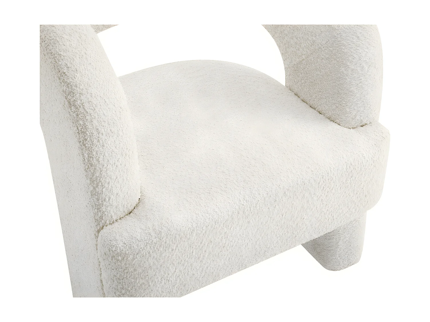 Fauteuil 3 pieds design bouclette "Madison" - Blanc