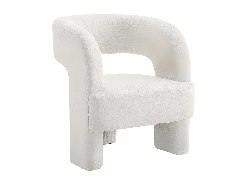 Fauteuil 3 pieds design bouclette "Madison" - Blanc