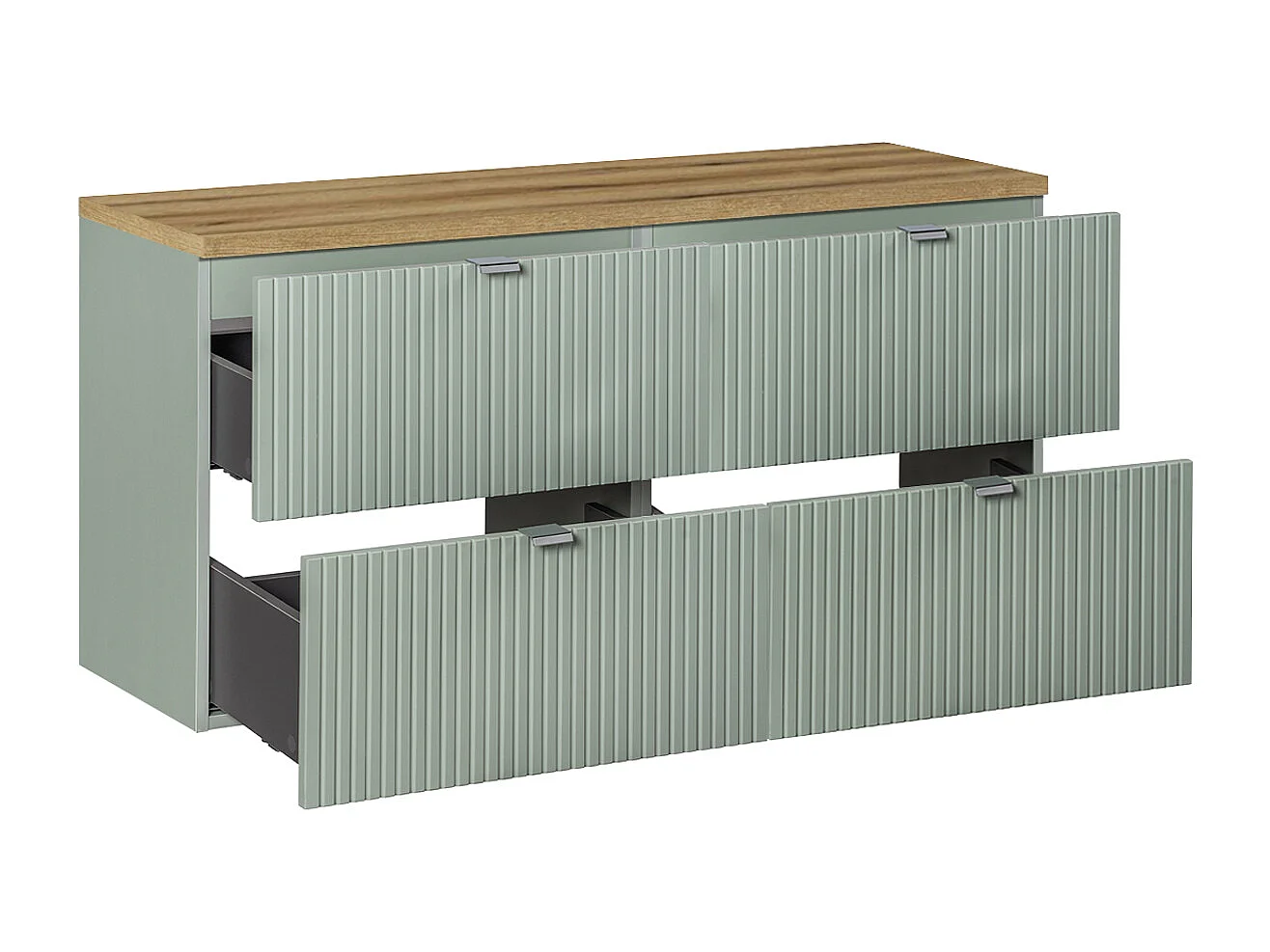 Meuble sous-vasque 120cm 4 tiroirs plan de toilette Jade Vert et Bois