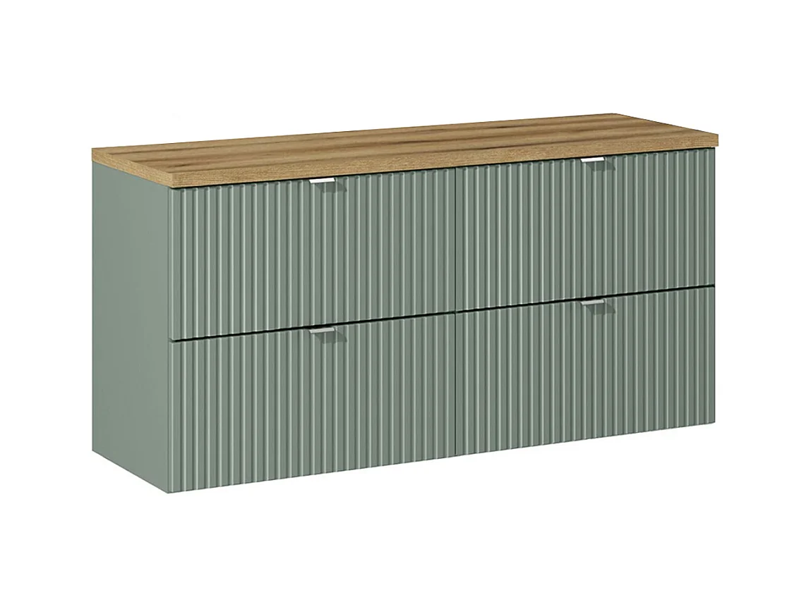 Wastafelonderbouw 120cm 4 laden wastafelblad Jade Groen en Hout