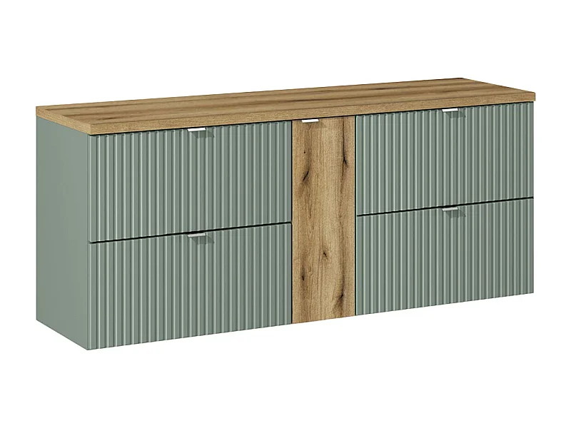 Wastafelonderbouw 140cm 4 laden wastafelblad Jade Groen en Hout