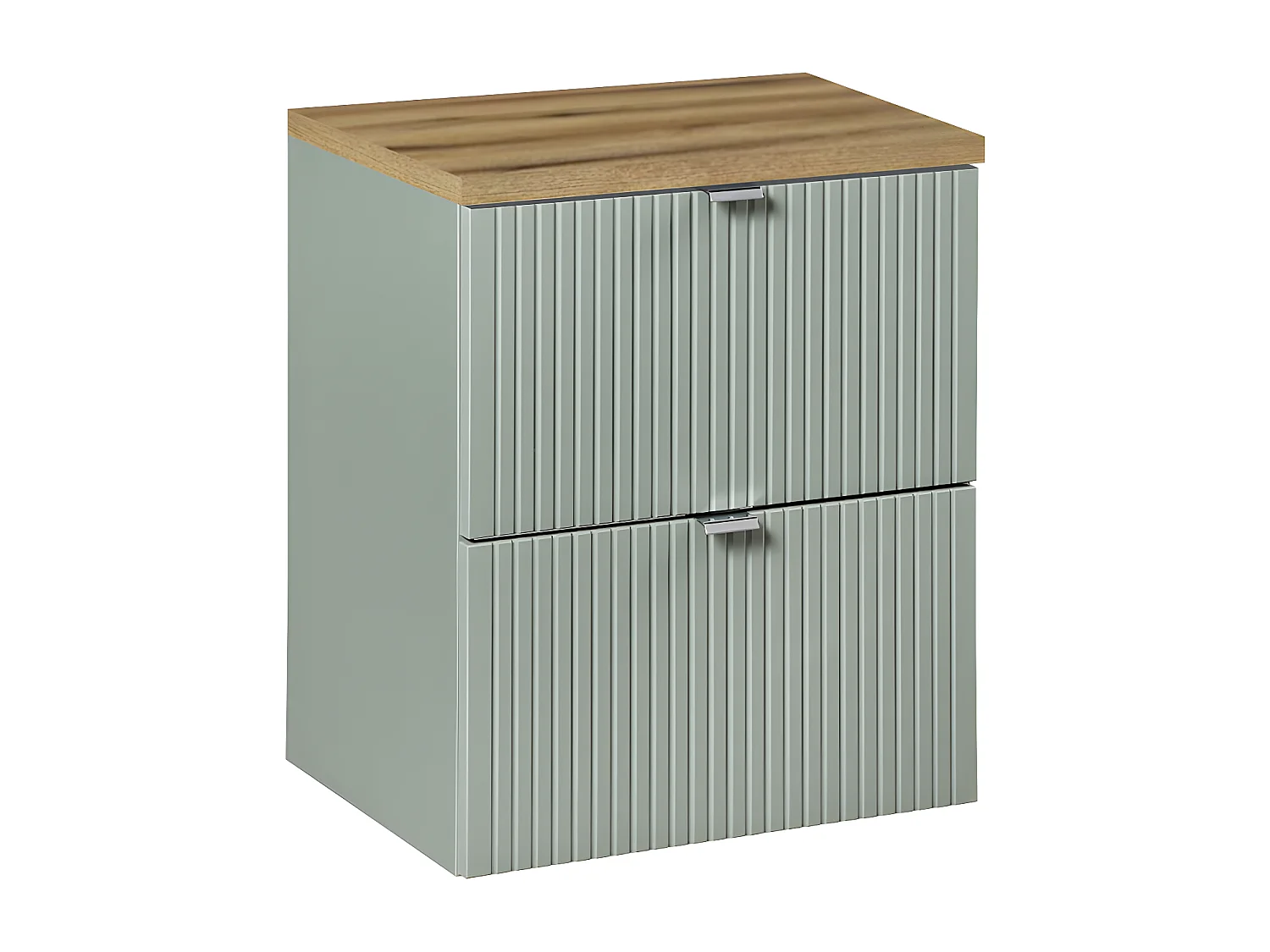 Meuble sous-vasque 50cm 2 tiroirs plan de toilette Jade Vert et Bois