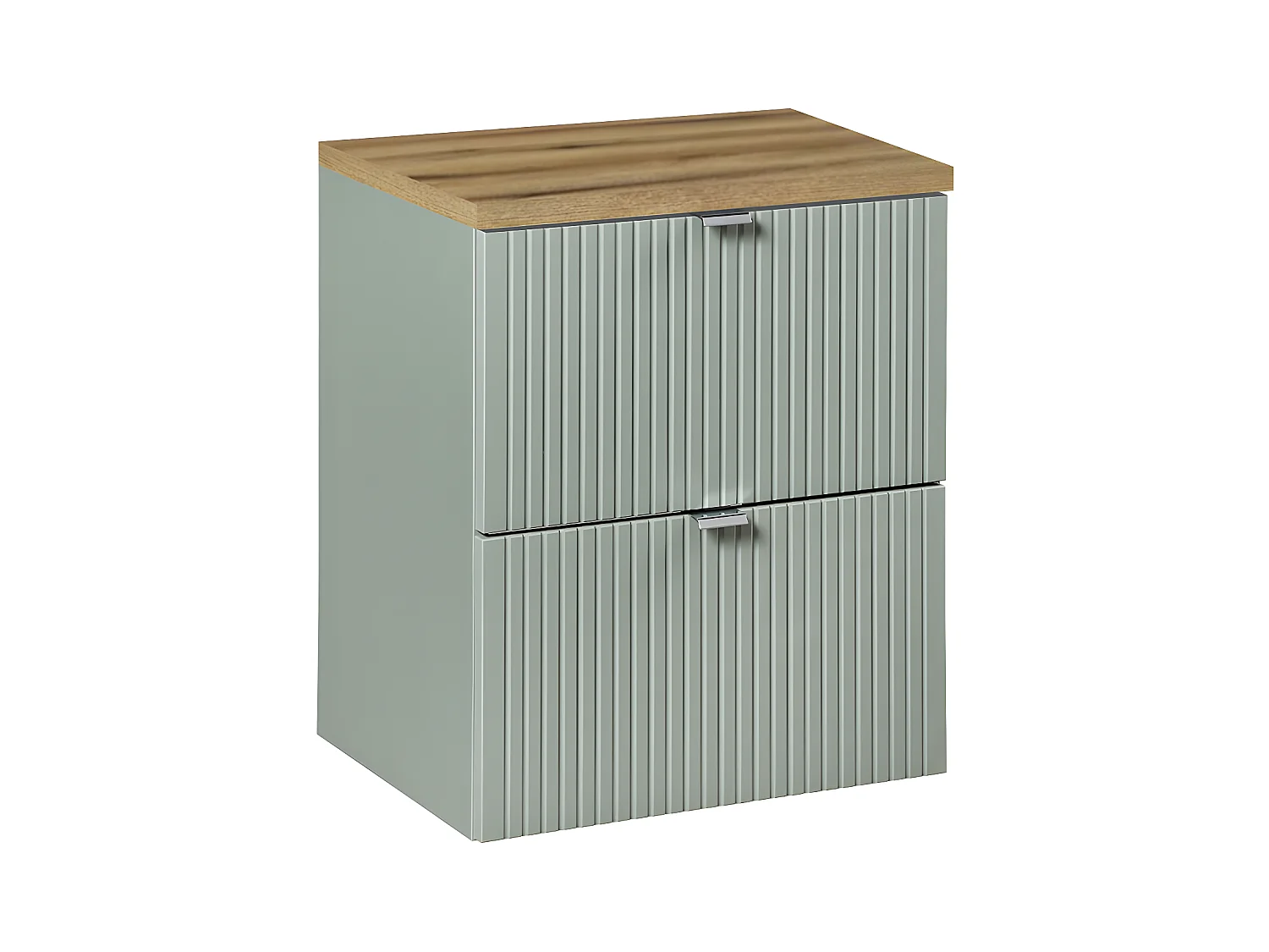 Meuble sous-vasque 50cm 2 tiroirs plan de toilette Jade Vert et Bois