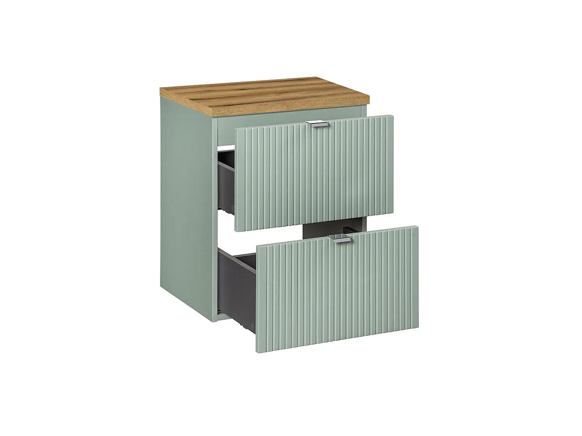 Meuble sous-vasque 50cm 2 tiroirs plan de toilette Jade Vert et Bois
