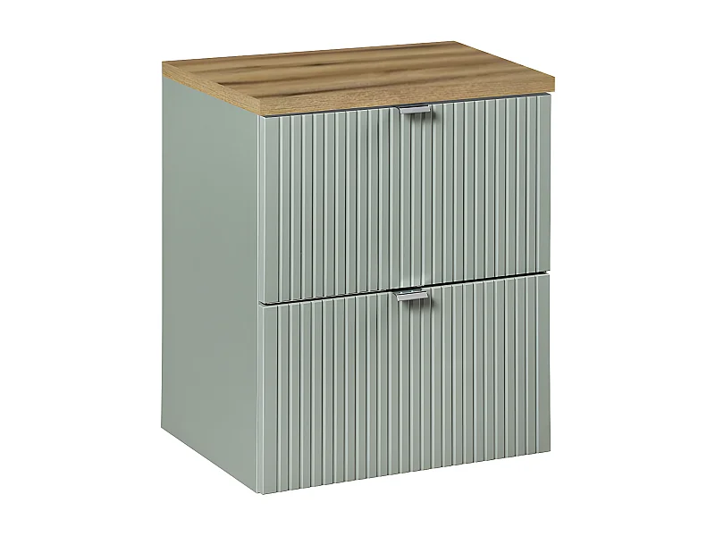 Wastafelonderbouw 50cm 2 laden Jade Groen en Hout