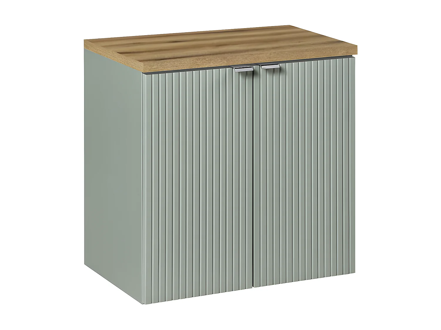 Meuble sous-vasque 60cm 2 portes plan de toilette Jade Vert et Bois