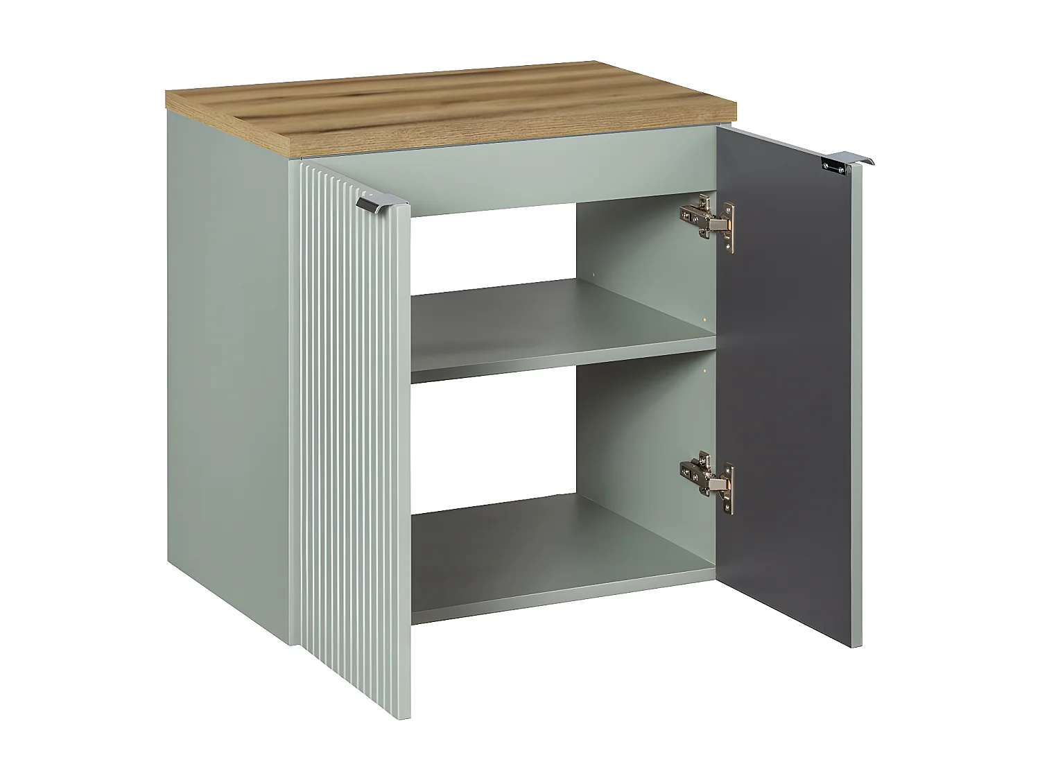 Meuble sous-vasque 60cm 2 portes plan de toilette Jade Vert et Bois