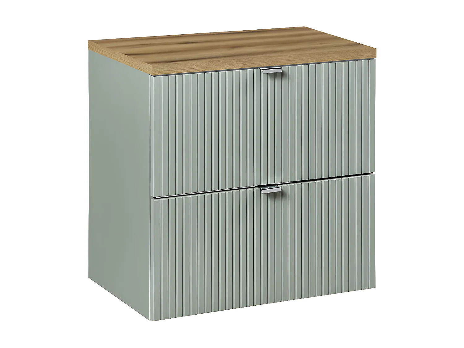 Meuble sous-vasque 60cm 2 tiroirs plan de toilette Jade Vert et Bois