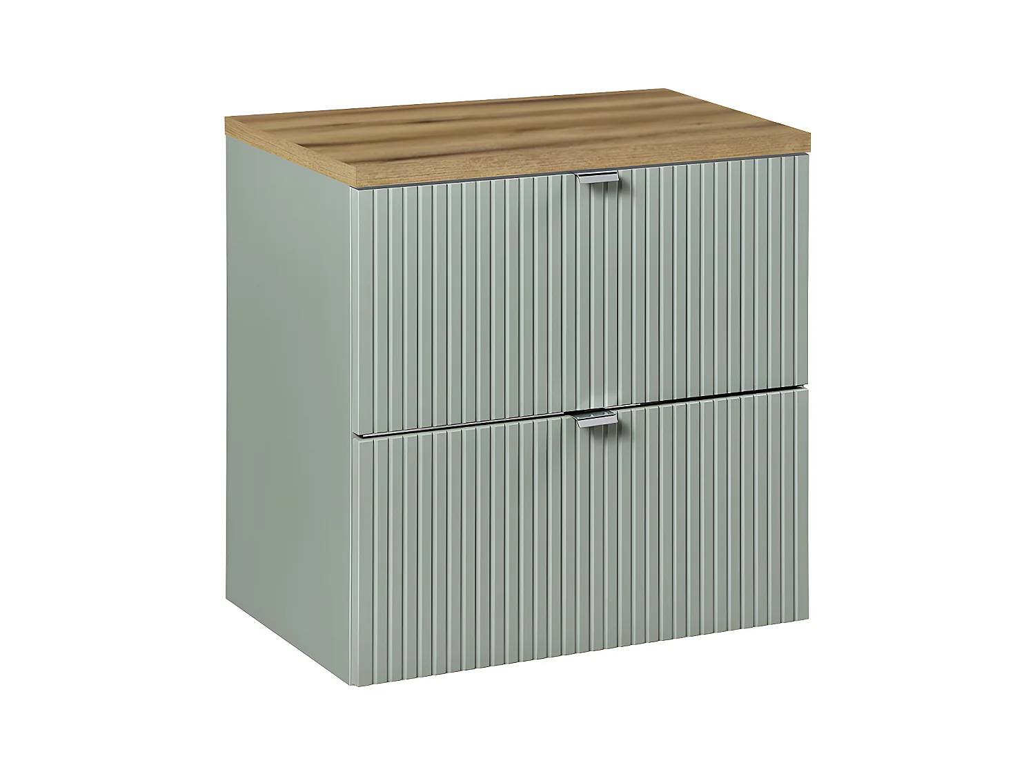 Meuble sous-vasque 60cm 2 tiroirs plan de toilette Jade Vert et Bois