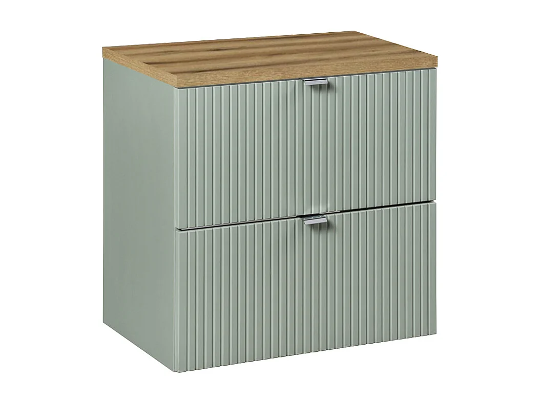 Mueble bajo lavabo 60cm 2 cajones encimera Jade Verde y Madera