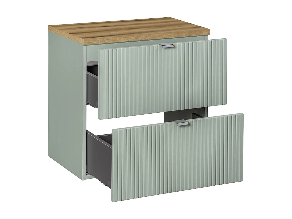 Mueble bajo lavabo 60cm 2 cajones encimera Jade Verde y Madera