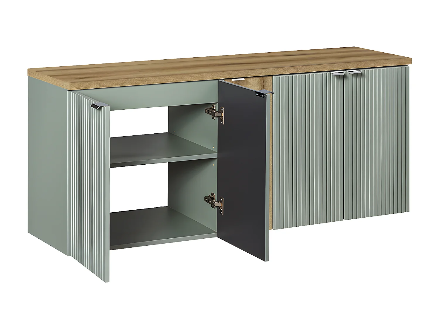 Móveis para lavatório Jade verde e madeira 140cm