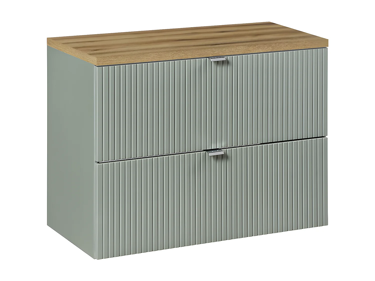 Meuble sous-vasque 80cm 2 tiroirs plan de toilette Jade Vert et Bois