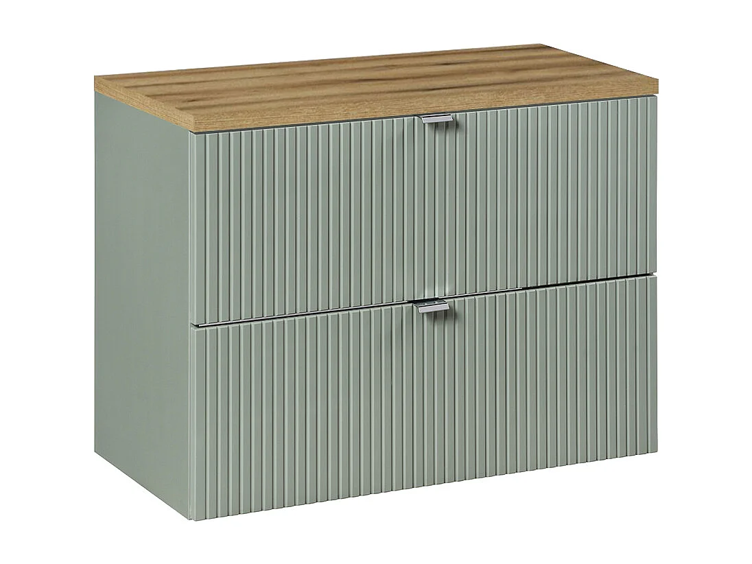 Meuble sous-vasque 80cm 2 tiroirs plan de toilette Jade Vert et Bois