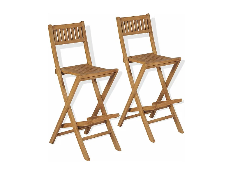Tabourets pliables de bar d'extérieur 2 pcs Bois de teck solide REO96674