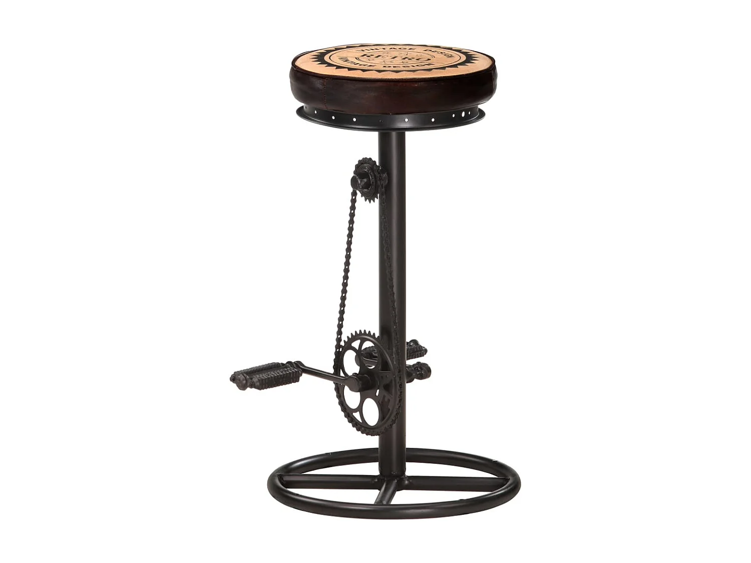 Tabourets de bar avec motif lot de 2 noir/marron cuir véritable