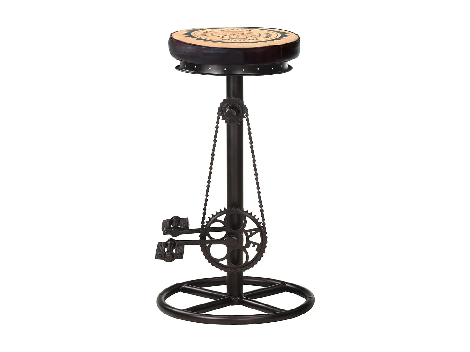 Tabourets de bar avec motif lot de 2 noir/marron cuir véritable