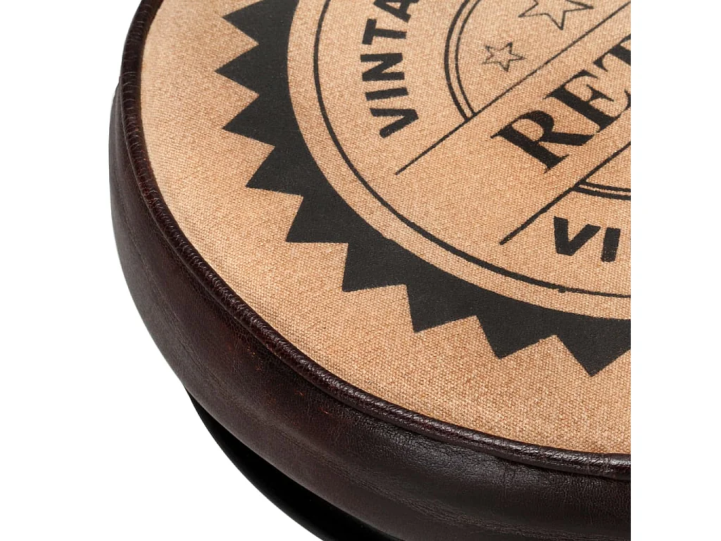 Tabourets de bar avec motif lot de 2 noir/marron cuir véritable