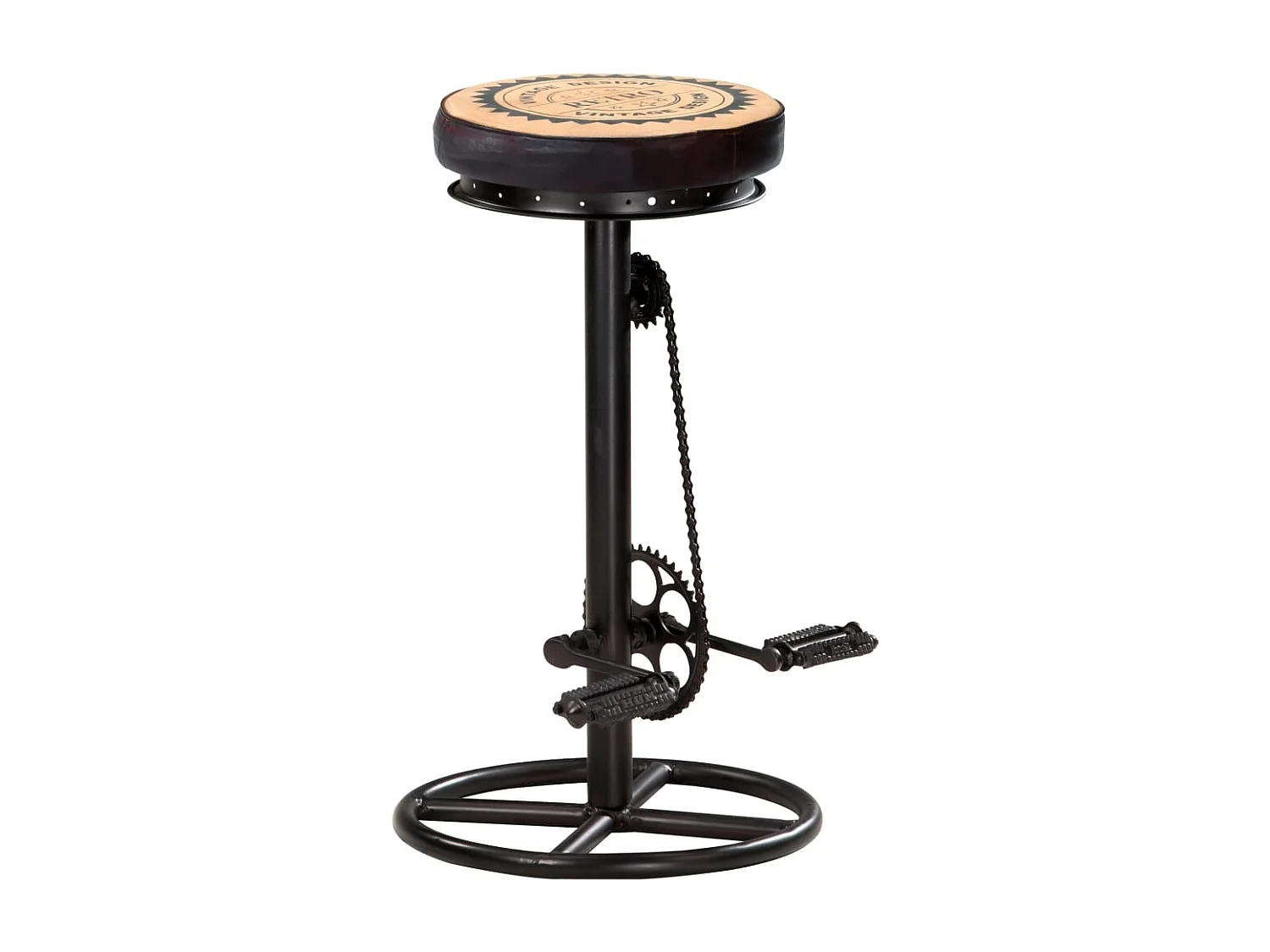 Tabourets de bar avec motif lot de 2 noir/marron cuir véritable