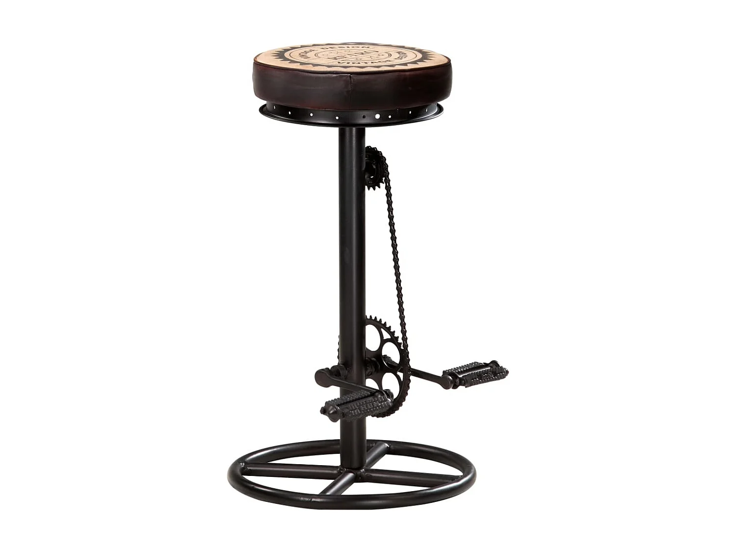 Tabourets de bar avec motif lot de 2 noir/marron cuir véritable