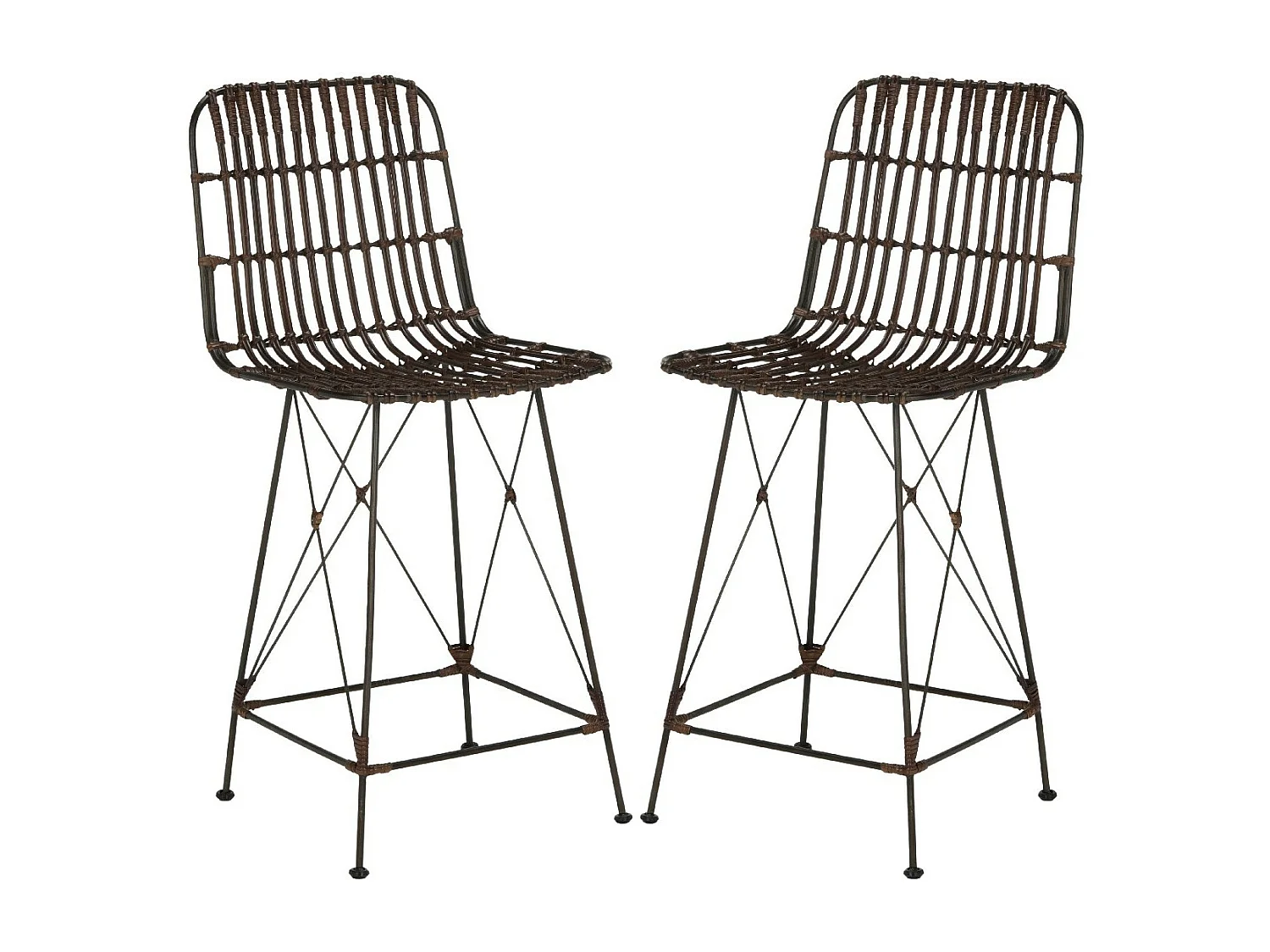 Lot de 2 Tabouret de bar & de comptoir Marron et noir 53 X 46 X 94.99 cm - Roseann