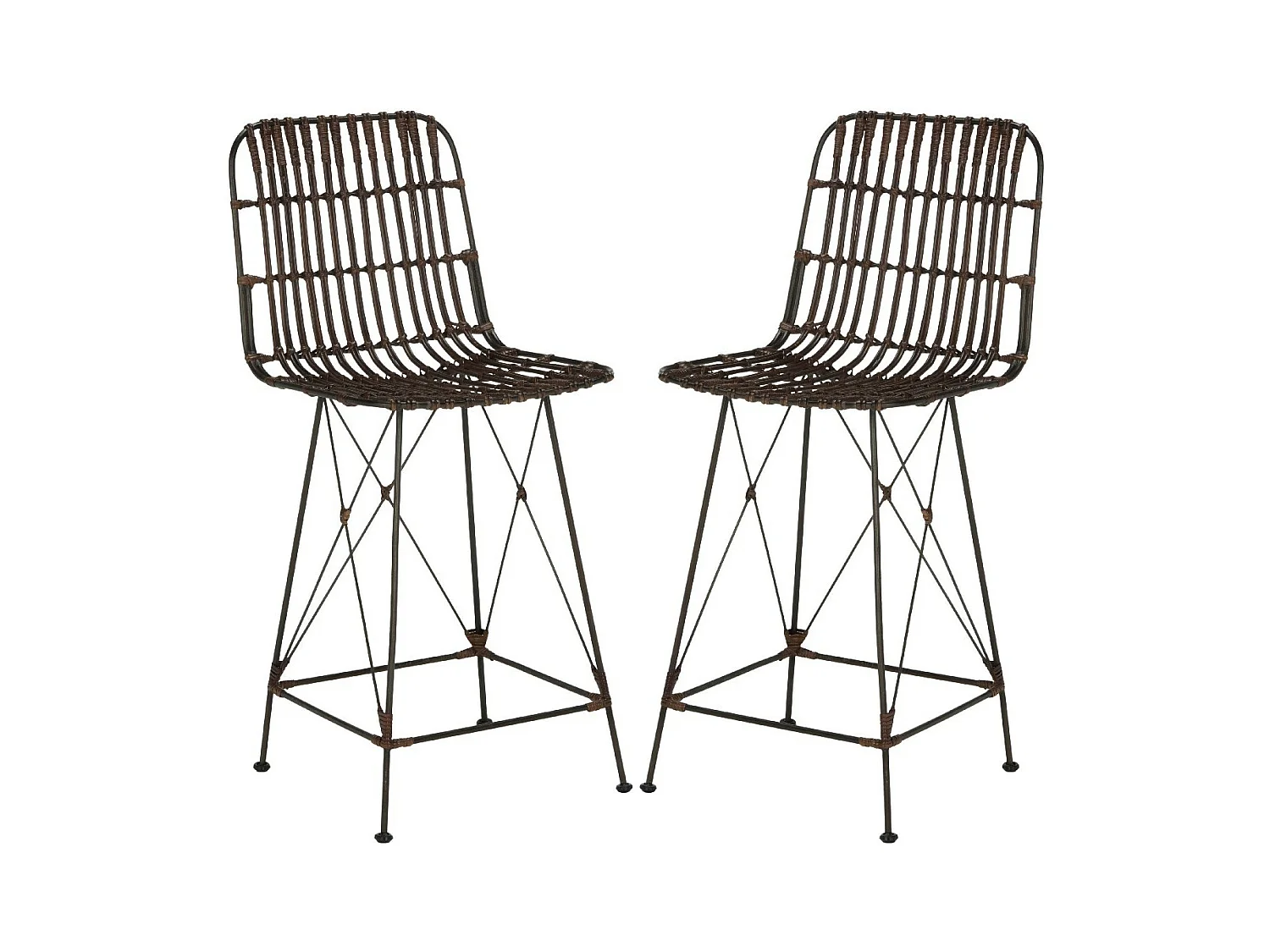 Lot de 2 Tabouret de bar & de comptoir Marron et noir 53 X 46 X 94.99 cm - Roseann