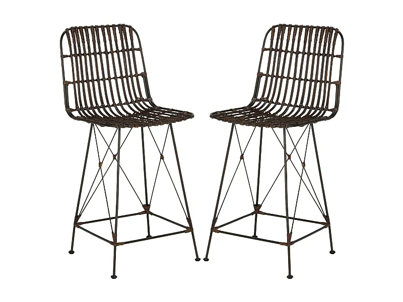 Lot de 2 Tabouret de bar & de comptoir Marron et noir 53 X 46 X 94.99 cm - Roseann