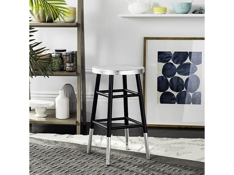 Tabouret de bar & de comptoir Noir et argent 34 X 34 X 60.96 cm - Lala