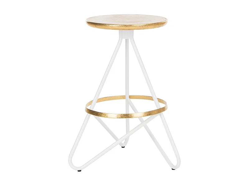 Tabouret de bar & de comptoir Or et blanc 41 X 41 X 60.96 cm - Velva