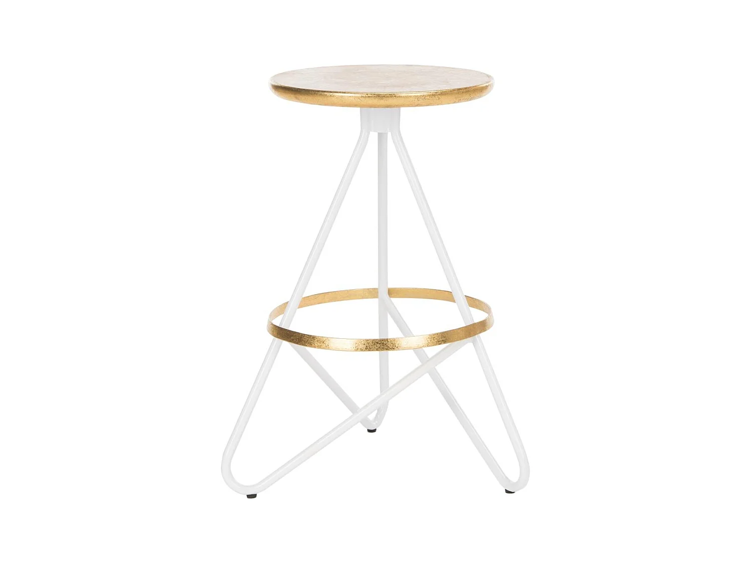 Tabouret de bar & de comptoir Or et blanc 41 X 41 X 60.96 cm - Velva