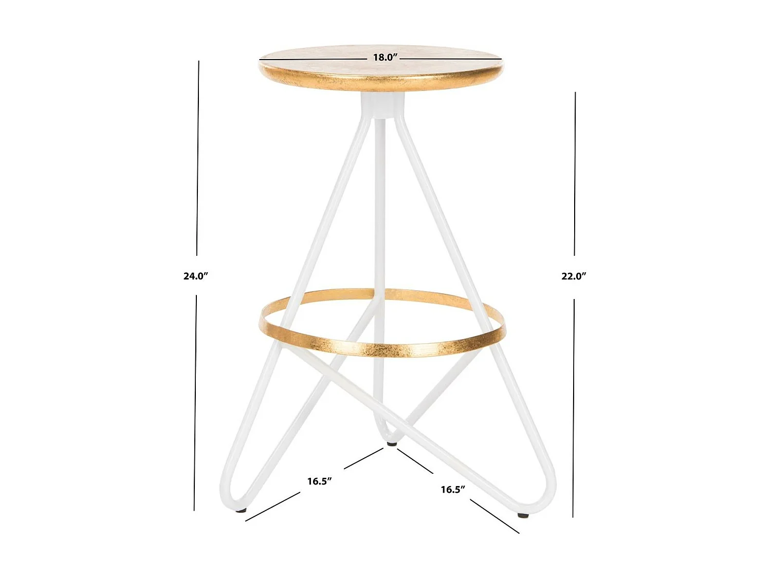 Tabouret de bar & de comptoir Or et blanc 41 X 41 X 60.96 cm - Velva