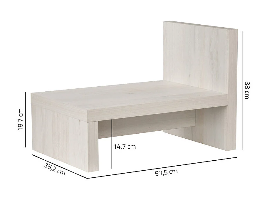 Table de chevet asymétrique décor bois cerisier blanchi - BRONX 4358