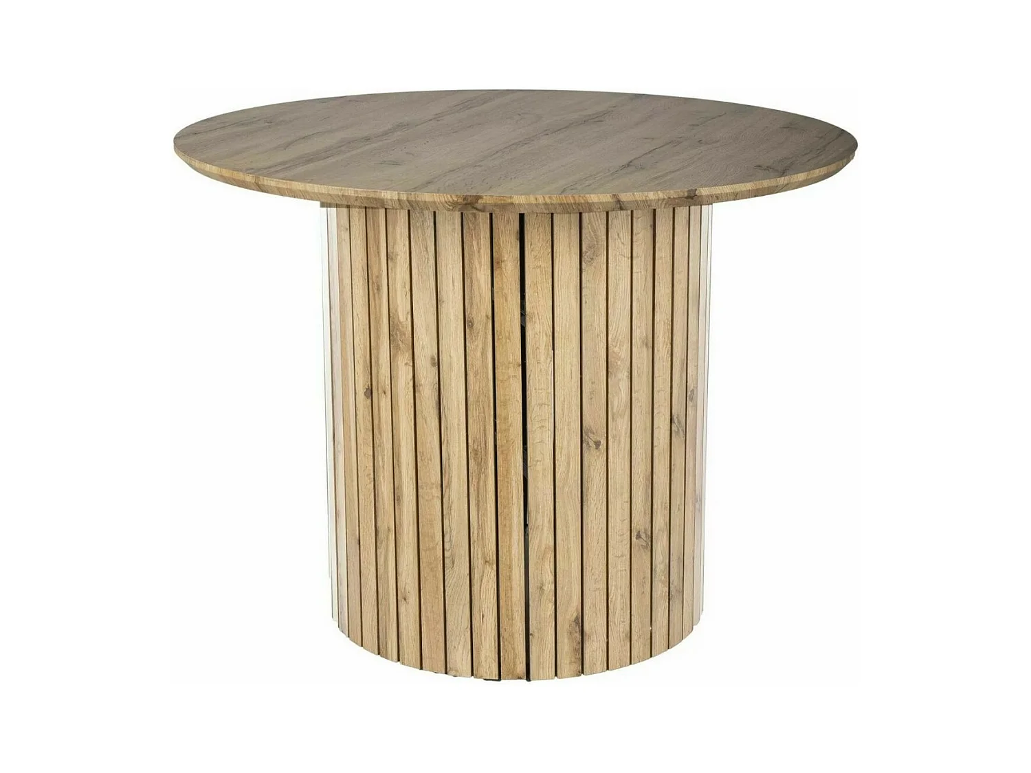 Table à manger avec pied central et plateau plaqué chêne Pictoris