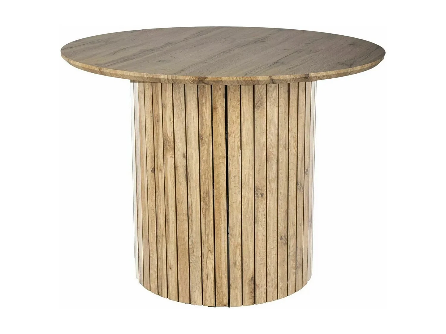 Mesa de comedor con pata central y tablero de chapa de roble Pictoris