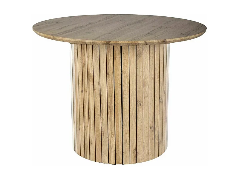 Table à manger avec pied central et plateau plaqué chêne Pictoris